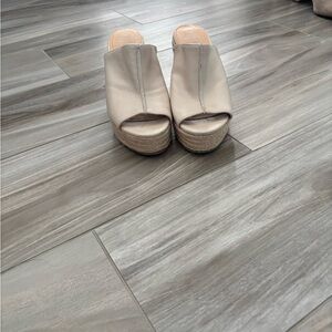 Cream Wedge Sandals